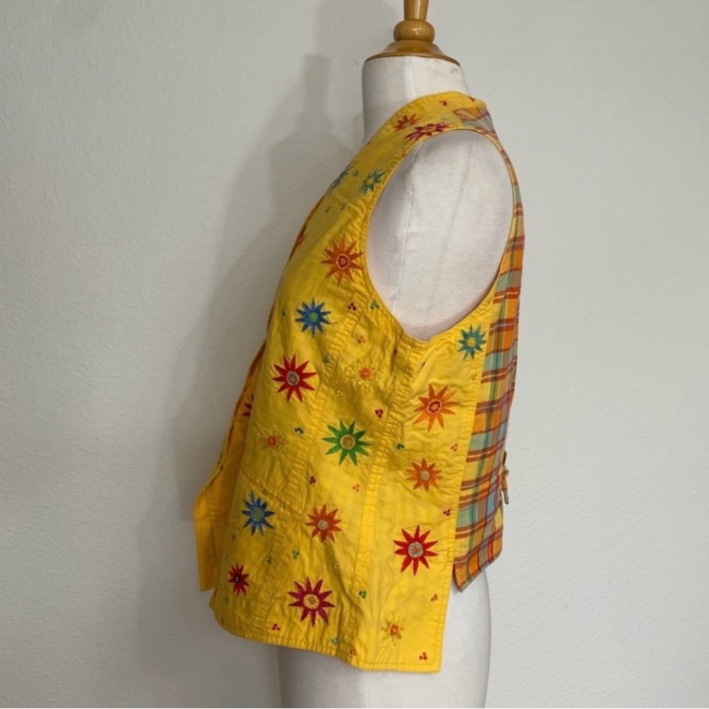 Vintage RARE Oilily Golden Yellow Embroidered Button Vest Waistcoat Size XL - Picture 3 of 16